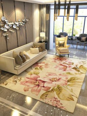 Classic Pastoral Floral 3D Pattern Rug Floor Mat for Bedroom Sofa Hall Living Room Office