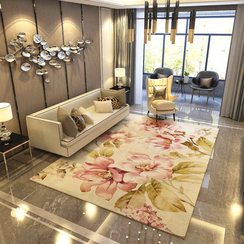 Classic Pastoral Floral 3D Pattern Rug Floor Mat for Bedroom Sofa Hall Living Room Office