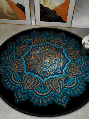 3D Gorgeous Printed Patterned Round Modern Area Rugs for Living Room Bedroom Office Anti-slip Carpet 04