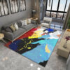 Modern Multi-colours Painted Pattern Gradient Rugs Area Carpets for Office Living Room Hall Bedroom