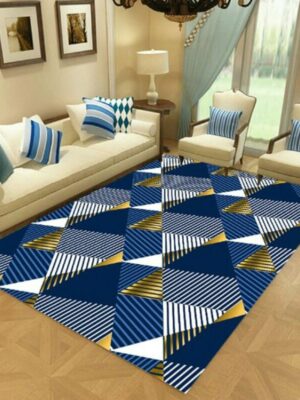 Blue Moroccan Simple Modern Rugs Patterned Polyester Carpets for Hall Dining Room Bedroom Living Room Office