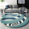 Blue And White Rotation Graphics Patterned Round Modern Rug for Living Room Bedroom Kitchen Hall