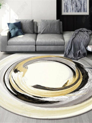Water Ink Circle Patterned Round Modern Rug for Living Room Bedroom Kitchen Hall