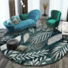 Leaves Pattern Green Round Modern Rug for Living Room Bedroom Kitchen Hall