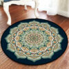 Green Printed Patterned Round Modern Rug for Living Room Bedroom Kitchen Hall