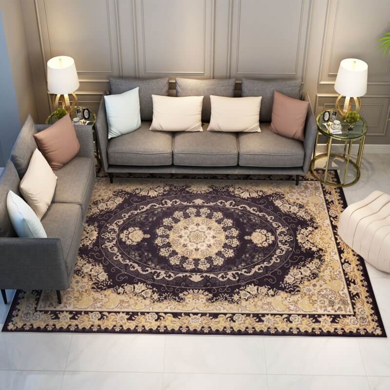 Black Traditional Plush Vintage Area Rugs Floor Mat for Living Room Hall Office - Image 2