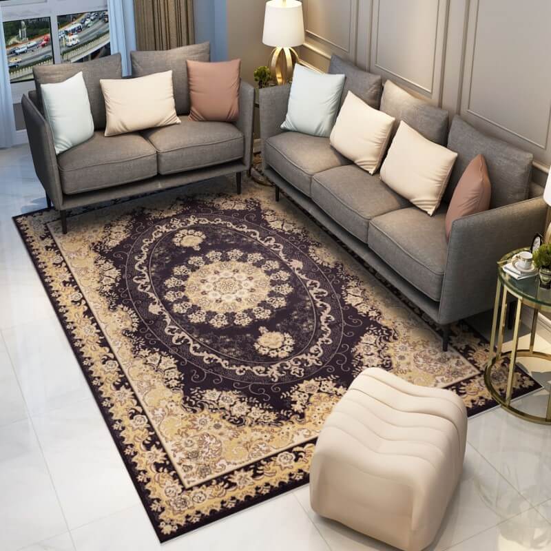 Black Traditional Plush Vintage Area Rugs Floor Mat for Living Room Hall Office - Image 3