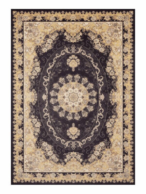 Black Traditional Plush Vintage Area Rugs Floor Mat for Living Room Hall Office