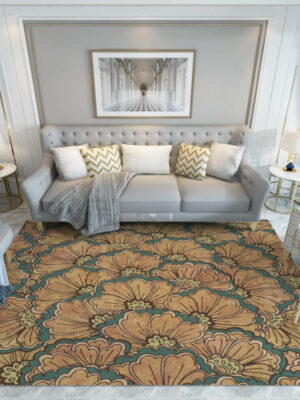 Beige Floral Pattern Rugs for Bedroom Living room