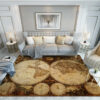 Vintage Map Pattern Rugs for Bedroom Living room