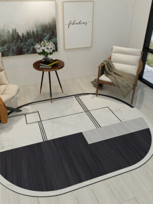 Black White Modern Irregular Rugs for Bedroom Living room