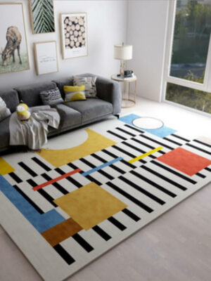 09 Multi-colours Geometric Printed Simplicity Carpet for Bedroom Living Room