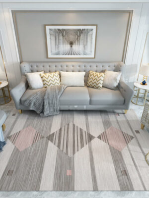 Pink Gray Rhombus Geometry Rugs for Living Room Dining Room Bedroom