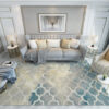 Blue-gray Lantern Geometric Rugs for Living Room Dining Room Bedroom