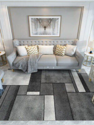 Simple Black and White Bricks Geometric Rugs for Living Room Dining Room Bedroom Hall