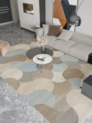 Multicolor Irregular Circular Pattern Geometric Rugs for Living Room Dining Room Bedroom Hall