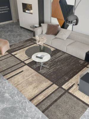 Brown Geometric Rugs for Living Room Dining Room Bedroom Hall