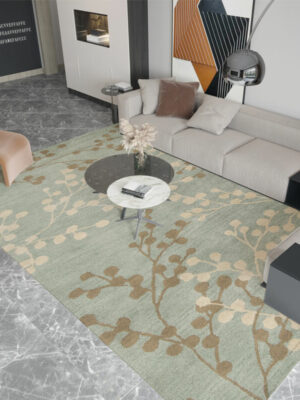 Tree Branch Pattern Green Rugs for Living Room Dining Room Bedroom Hall