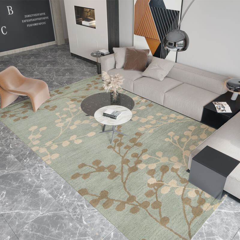 Tree Branch Pattern Green Rugs for Living Room Dining Room Bedroom Hall