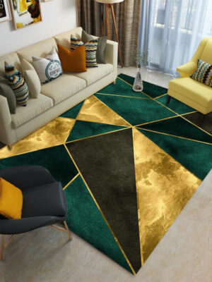 Tricolor Splicing Triangle Geometric Rugs for Living Room Dining Room Bedroom