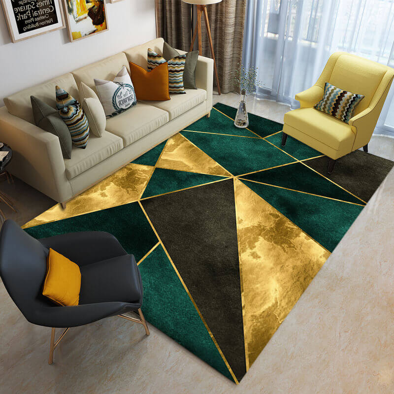 Tricolor Splicing Triangle Geometric Rugs for Living Room Dining Room Bedroom