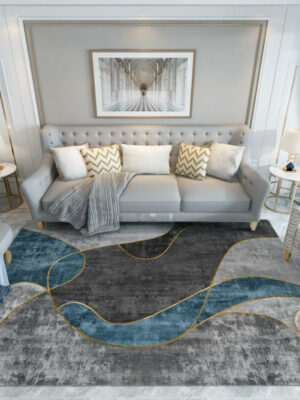 Grey Abstract Rugs for Living Room Dining Room Bedroom Hall