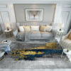 Blue Grey Abstract Rugs for Living Room Dining Room Bedroom Hall