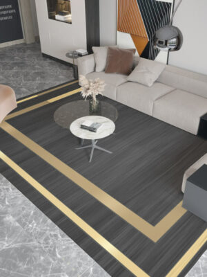 Gold Line Black Simplicity Area Rugs Floor Mat for Living Room Bedroom Office Hall