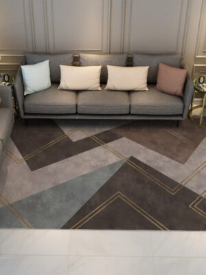 Grey Brown Geometric Rugs for Living Room Dining Room Bedroom Hall
