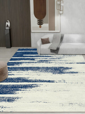 Blue White Abstract Rugs for Living Room Dining Room Bedroom Hall