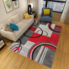 Grey Red Multi-pattern Geometric Rugs for Living Room Dining Room Bedroom