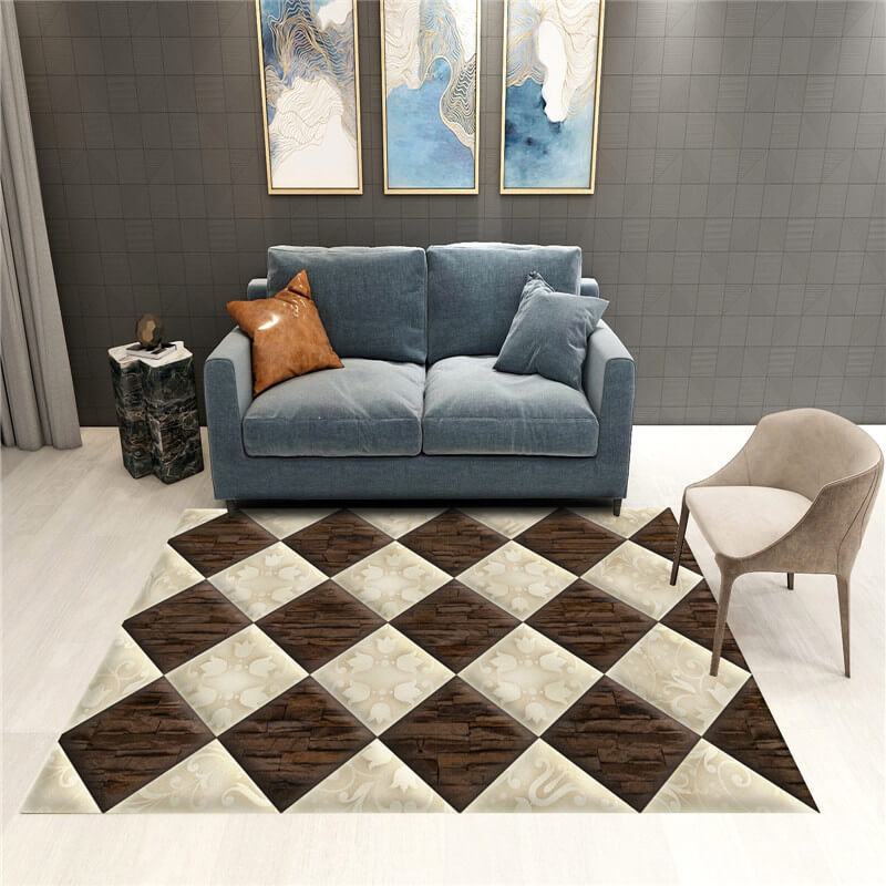 Simple Square Pattern Rugs for Living Room Dining Room Bedroom