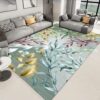 Modern Multicolor Leaves Minimalist Pattern Printed Area Rugs for Living Room Dining Room Bedroom Hall
