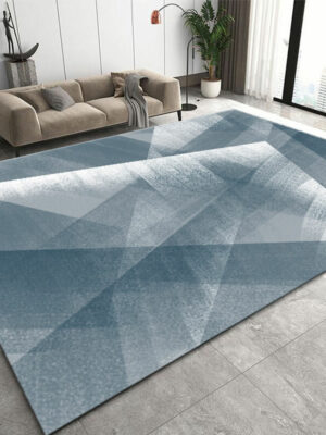 Grey Blue Gradient Triangle Patterned Modern Area Rugs Polyester Carpets for Dining Room Office Bedroom Living Room Hall