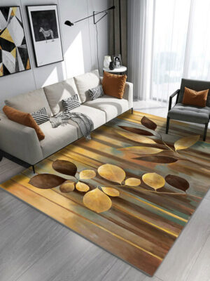Brown Leaves Pastoral Style Pattern Rugs for Living Room Dining Room Bedroom Hall