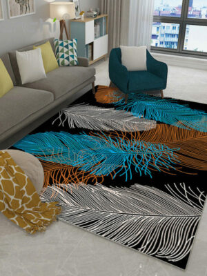 Tricolor Feathers Pattern Modern Simplicity Rugs for Living Room Dining Room Bedroom Hall