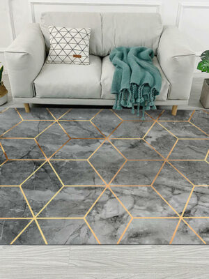 Grey Cubes Pattern Modern Geometric Simplicity Rugs for Living Room Dining Room Bedroom Hall
