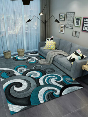 Blue-gray Waves Pattern Modern Simplicity Rugs for Living Room Dining Room Bedroom Hall