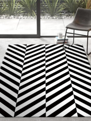 07 Creative Three-dimensional Black and White Grid Pattern Modern Geometric Rugs for Living Room Dining Room Bedroom Hall