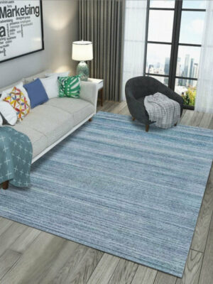 Blue Striped Pattern Area Rugs for Living Room Dining Room Bedroom Hall