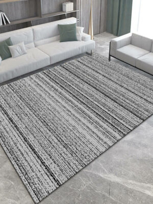 Black Grey Lines Pattern Modern Rugs for Living Room Dining Room Bedroom Hall