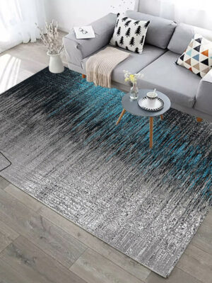 Blue-gray Gradient Lines Pattern Modern Rugs for Living Room Dining Room Bedroom