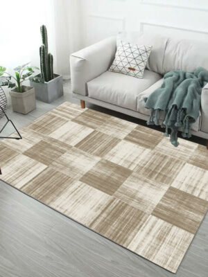 Brown Square Pattern Modern Simplicity Geometric Rugs for Living Room Dining Room Bedroom