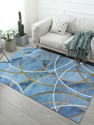Intersecting Lines Pattern Blue Modern Simplicity Rugs for Living Room Dining Room Bedroom