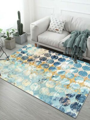 Blue Circle Pattern Modern Simplicity Geometric Rugs for Living Room Dining Room Bedroom