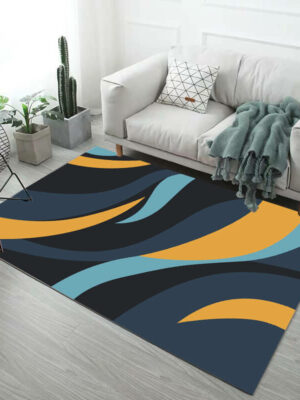 Black Abstract Geometric Pattern Modern Simplicity Rugs for Living Room Dining Room Bedroom