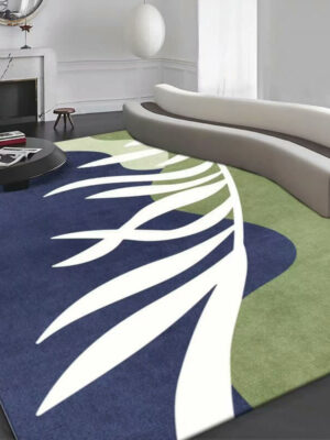 Abstract Leaf Pattern Blue Green Modern Rug For Bedroom Living Room Sofa Rugs Floor Mat