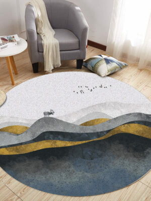 Mountains Pattern Round Printed Rugs for Living Room Dining Room Hall Bedroom