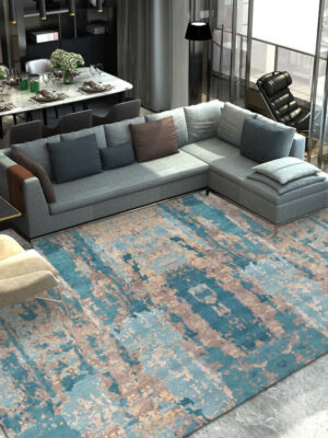 Blue Green Brown Ink Gradient Pattern Modern Abstract Rug For Bedroom Living Room Sofa Rugs Floor Mat