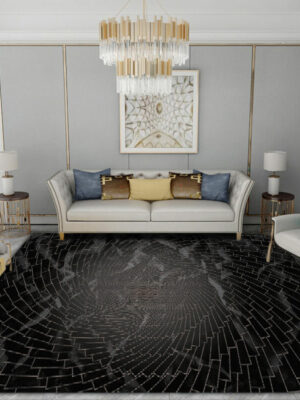 Black Geometric Pattern Modern Abstract Rug For Bedroom Living Room Sofa Rugs Floor Mat